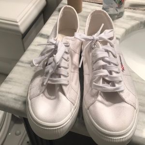 All White Platform Superga Sneakers